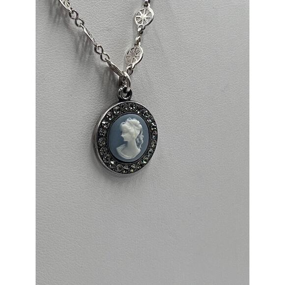 Catherine Popesco France Elegant Cameo Rhinestone Crystal Halo‎ Circle Necklace - Picture 9 of 16